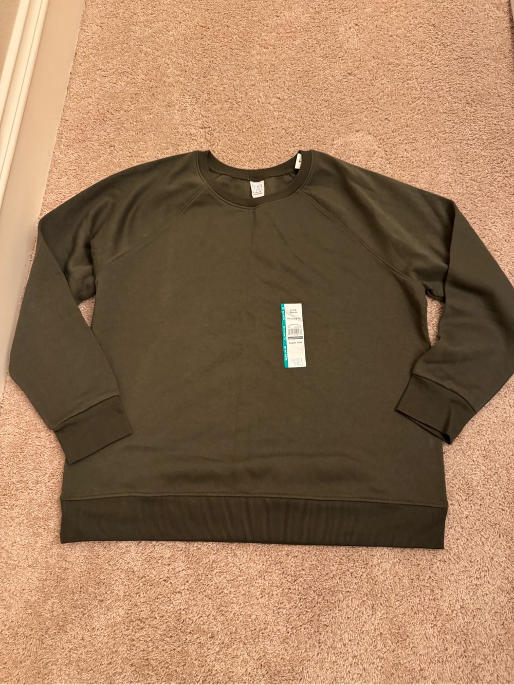 Time and Tru Men's Crewneck Sweatshirt - Olive